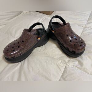 Crocs Classic Glitter Bae Platform Translucent Clogs Pride Women 7 NWOT